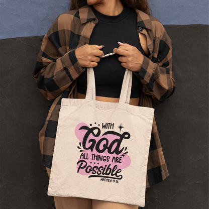 With God All Things Are Possible Canvas Tote Bag | Religious