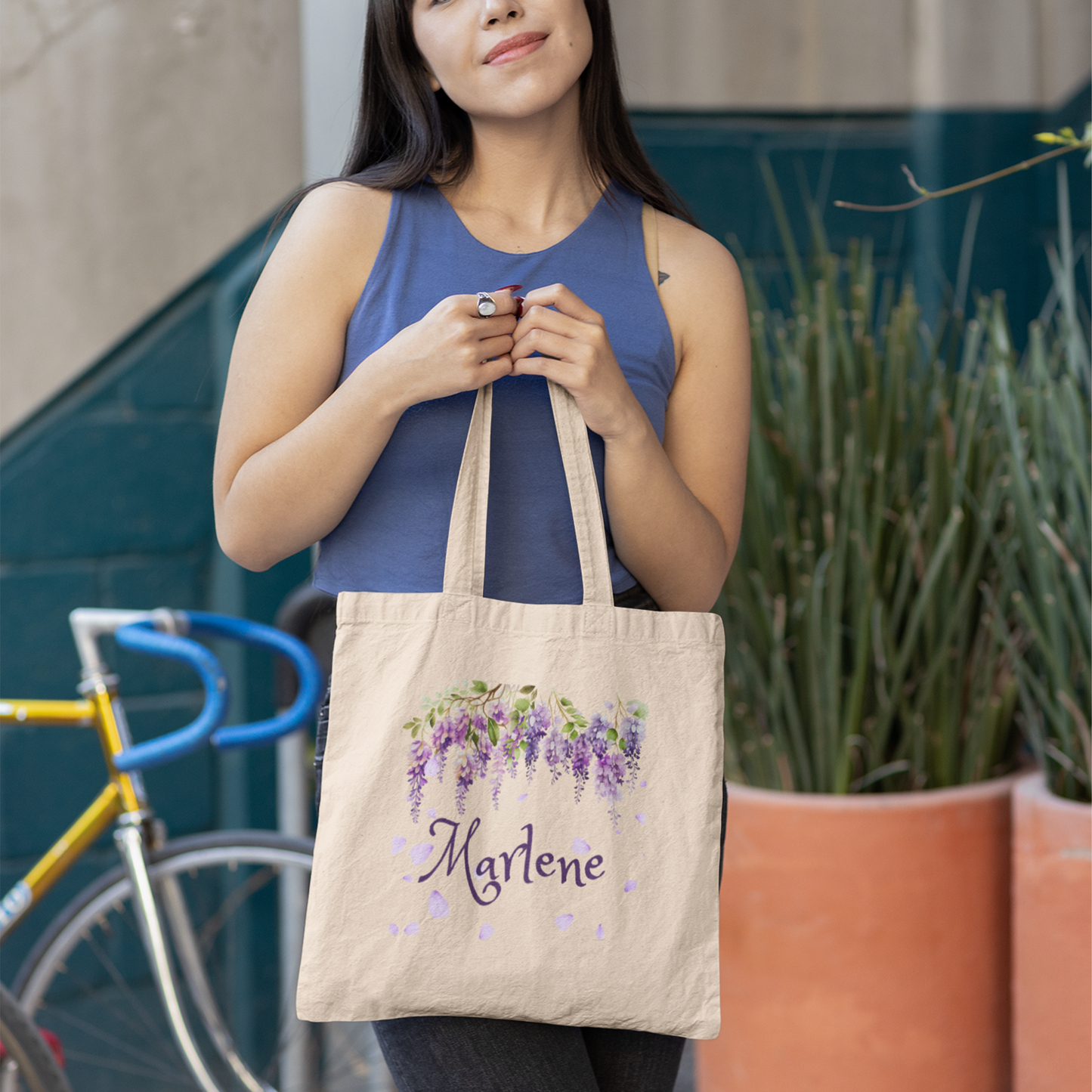Wisteria Flowers and Petals Falling Canvas Tote Bag