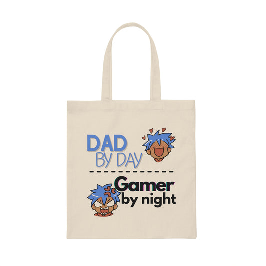 Dad By Day Gamer By Night Canvas Tote Bag
