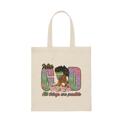 With God All Things are Possible Canvas Tote Bag