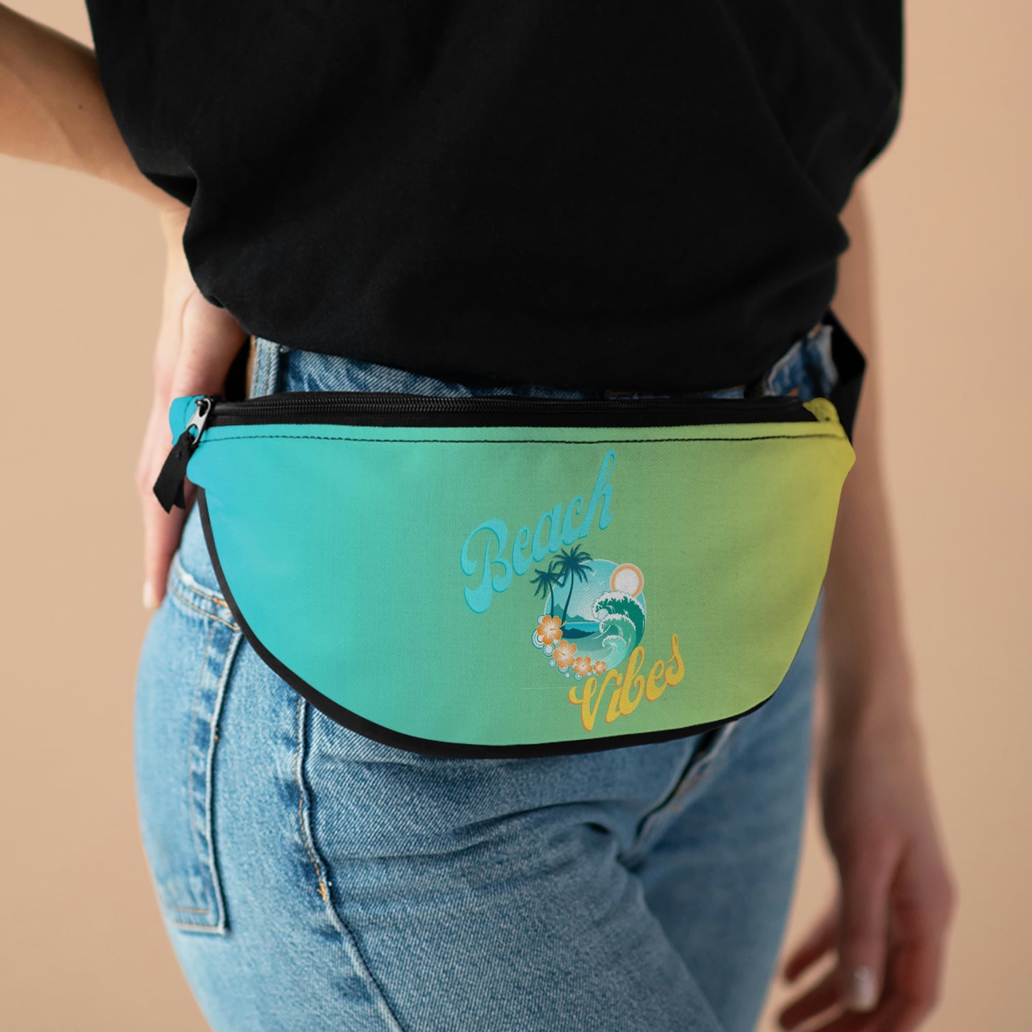 Beach Vibes Fanny Pack with Flip Flops Printed on Top