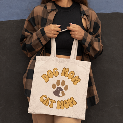 Dog Mom Cat Mom Canvas Tote Bag