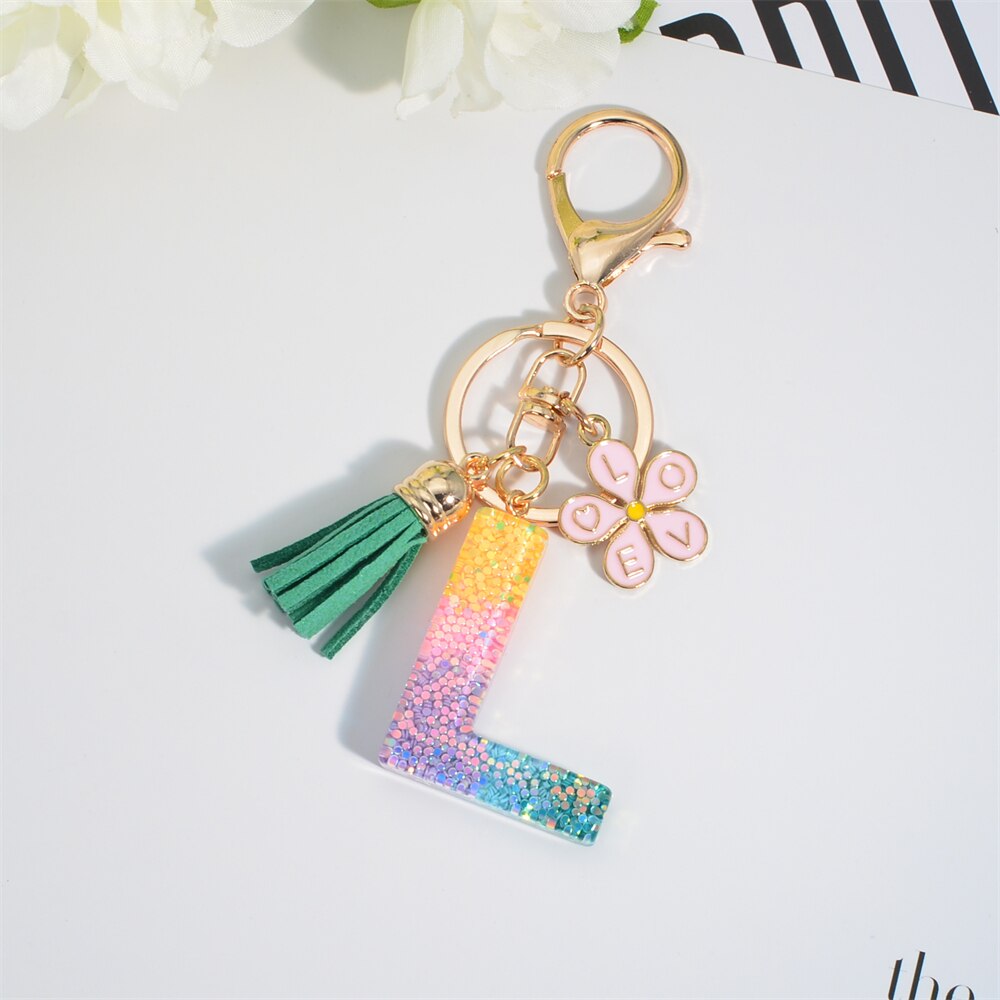 Uniquely You Custom Products Sequin Filled Monogram Keychain