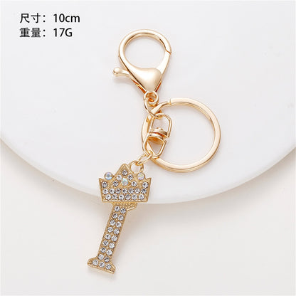 Luxury Crown Initial Rhinestone Keychain | Bag Accessory