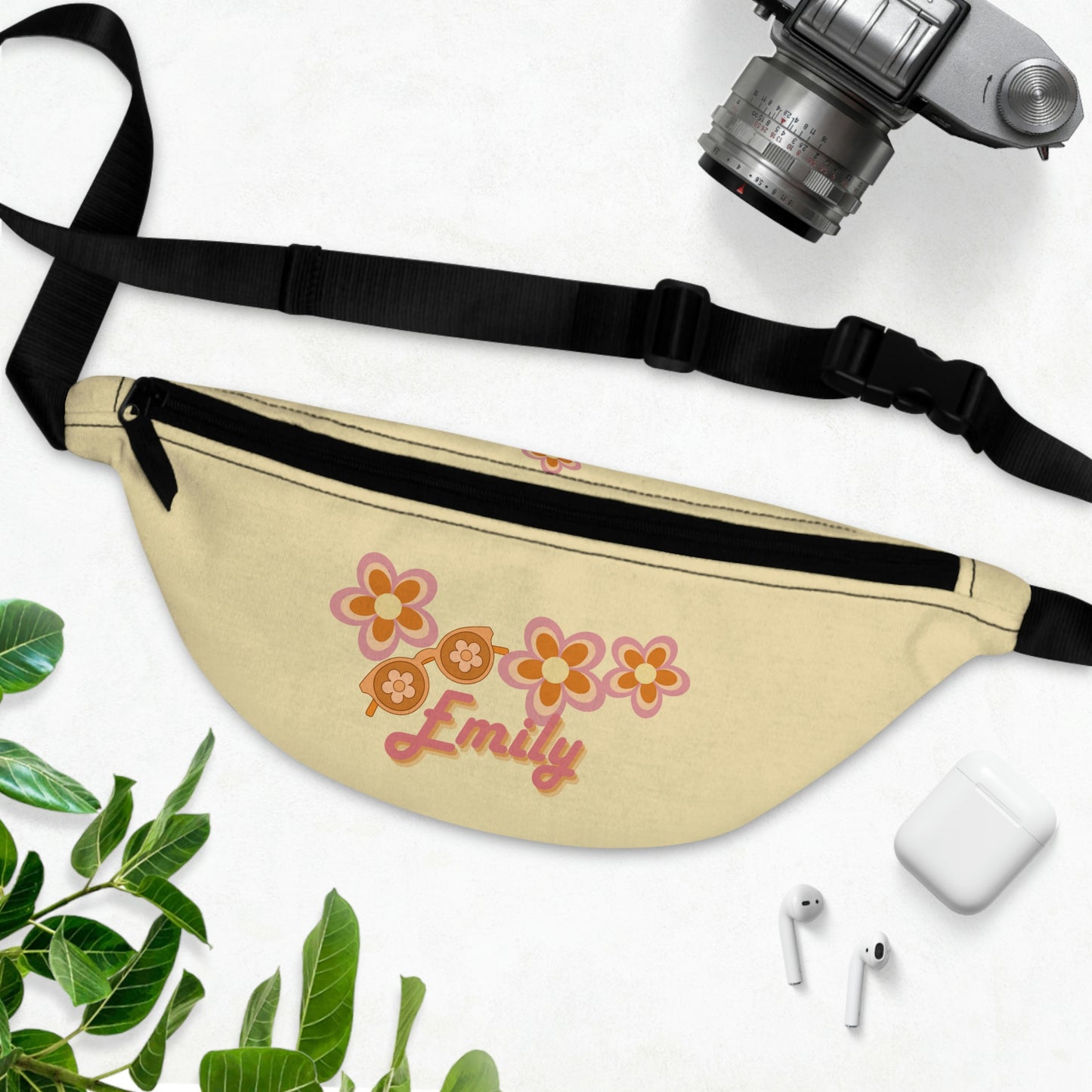 Groovy Flowers and Sunglasses Personalized Fanny Pack