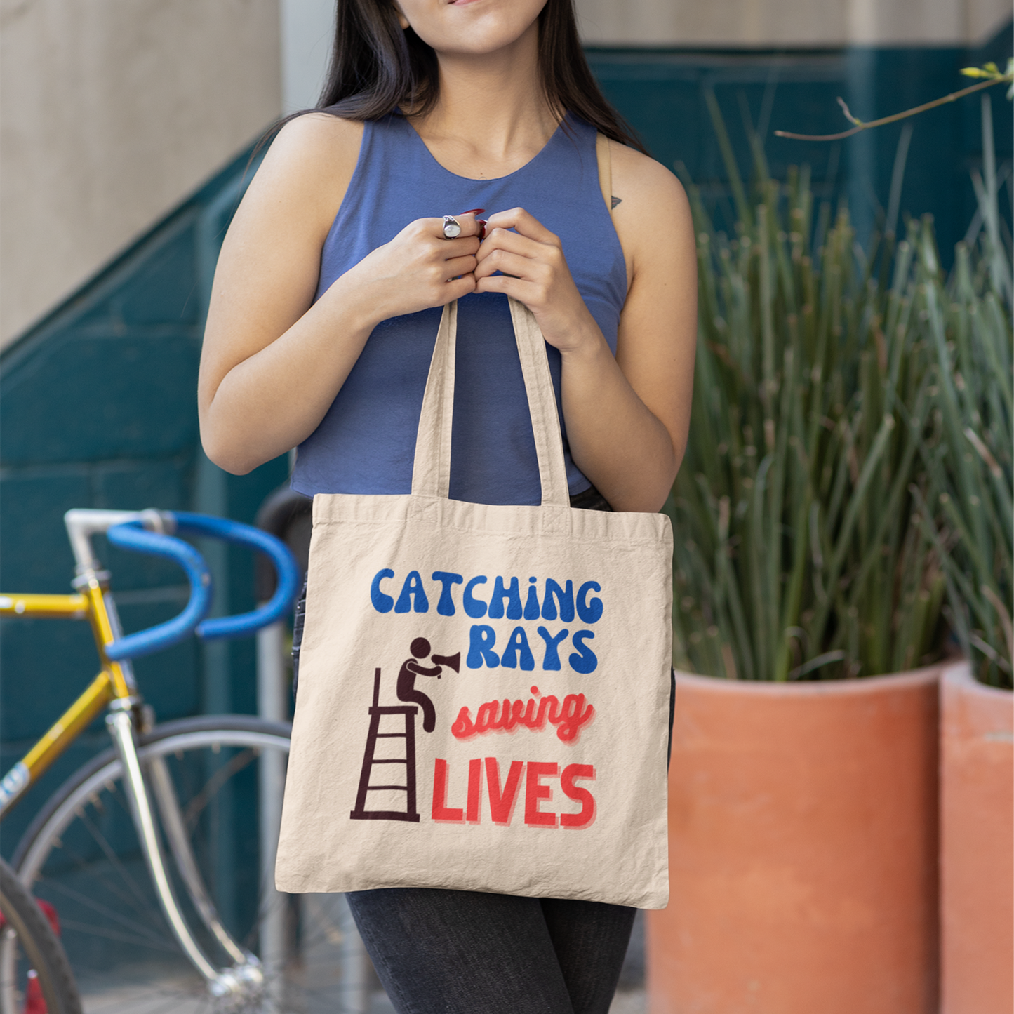 Lifeguard Catching Rays Saving Lives Canvas Tote Bag