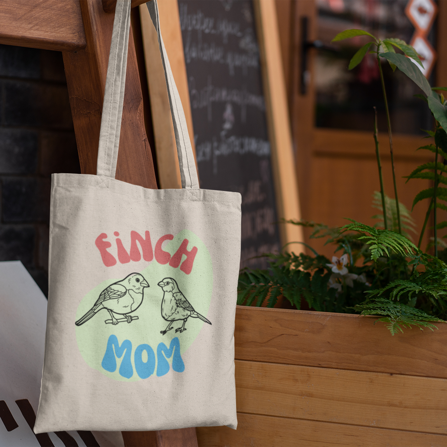 Finch Mom Canvas Tote Bag
