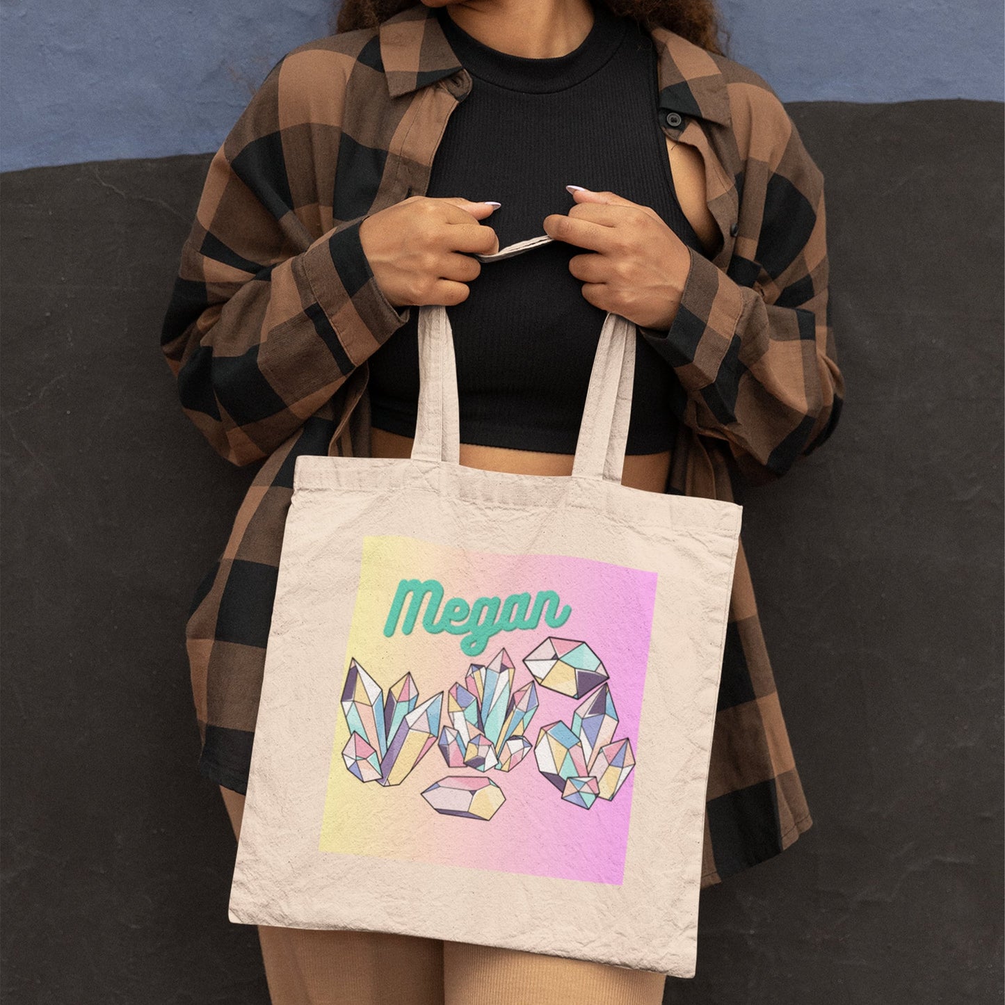 Crystal Rainbow Personalized Canvas Tote Bag