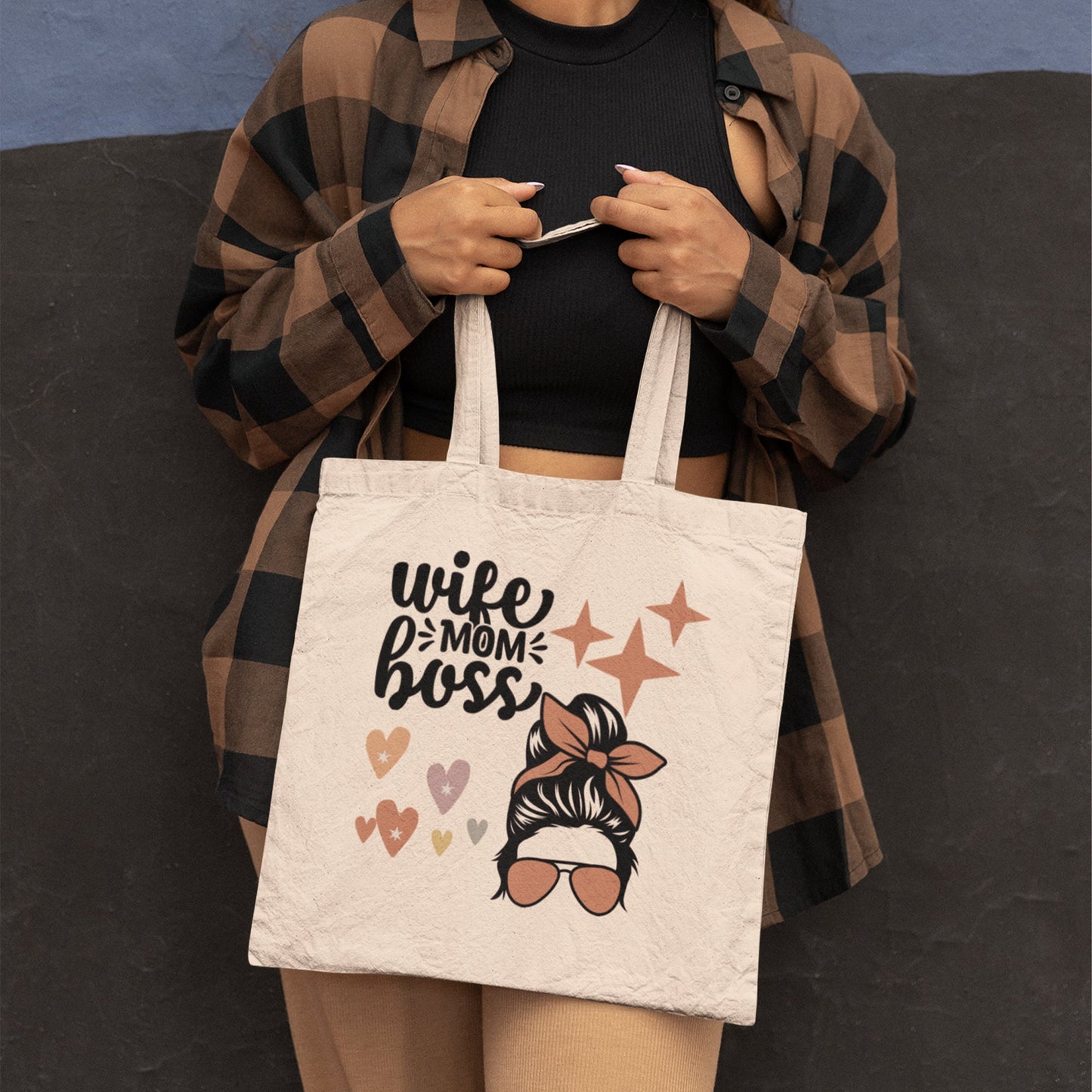 Wife Mom Boss 2 Canvas Tote Bag | Mom Power