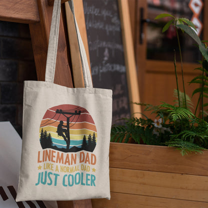 Lineman Dad Like a Regular Dad But Cooler Canvas Tote Bag