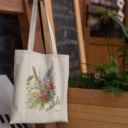 Market Tote 1 Canvas Tote Bag | Wild Flowers Print